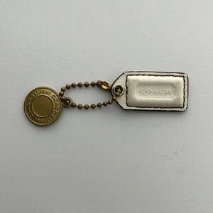 Vintage Mini Cream Patent Leather Hang Tag and Gold Charm